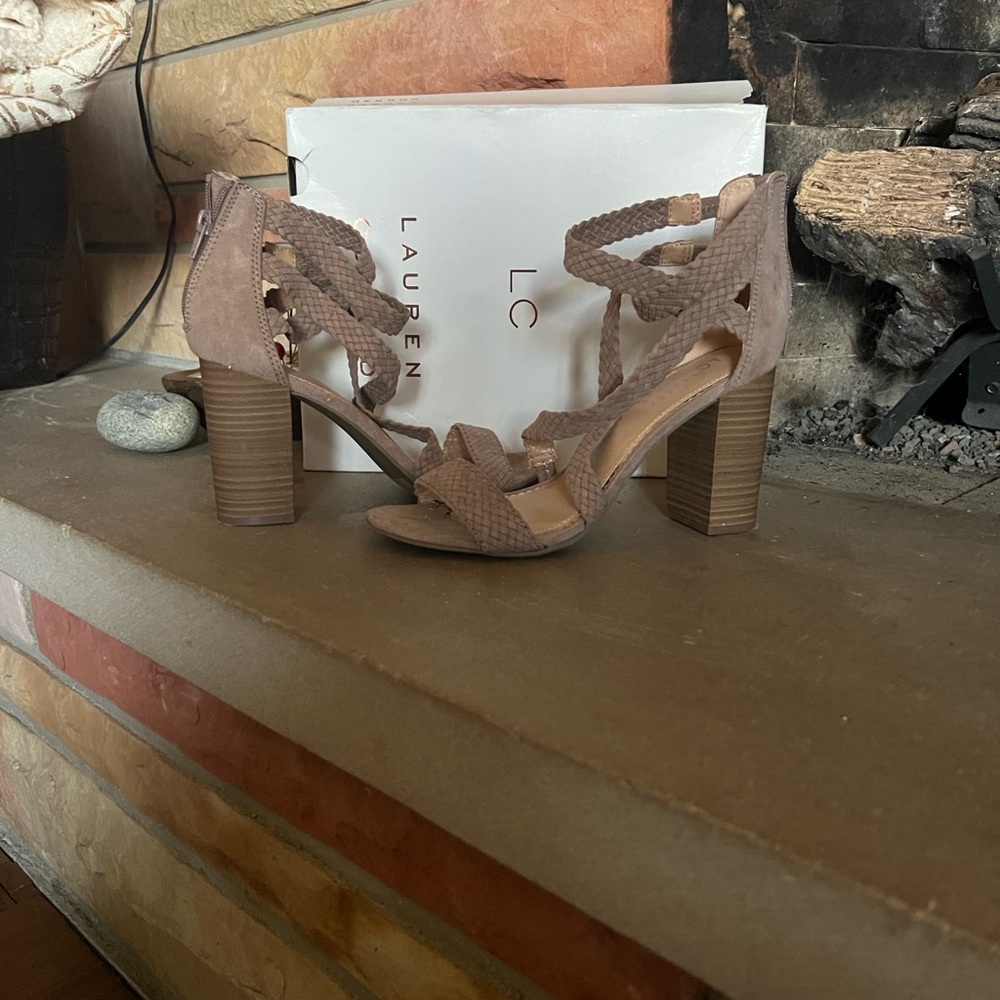 LC Lauren Conrad Women's Braided Tan Heels